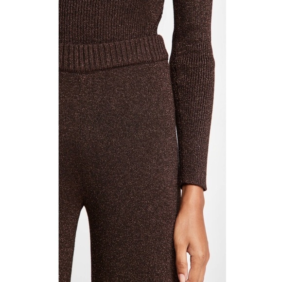 STAUD 2 Piece Set Sparkle Knit Long Sleeve Sweetheart Bustier Top & Flare Pant S - Picture 16 of 16